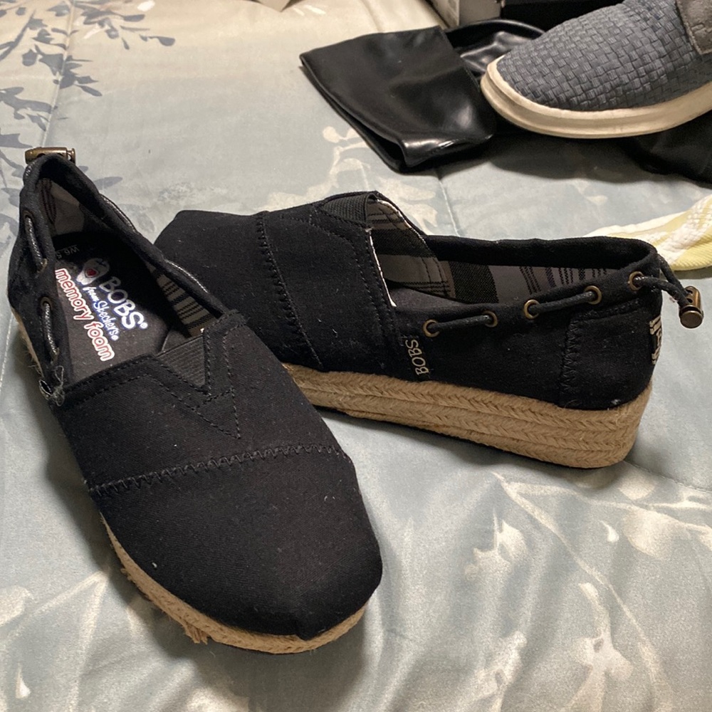 Never worn black slip on shoes